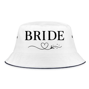 Bride! Heart Design Bachelor Party Bridal Crew Outfit - Bucket Hat - white/navy - Front