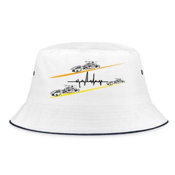 Chopper Motorrad Herzschlag - Bucket Hat - Weiß/Navy - Vorne