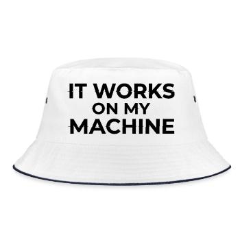 It Works on My Machine Developer Humor Design - Bucket Hat - Weiß/Navy - Vorne