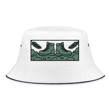 Hiking Boots Mountains Hiking Group Outdoor - Bucket Hat - white/navy - Front