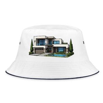 Modern villa with pool - Bucket Hat - white/navy - Front