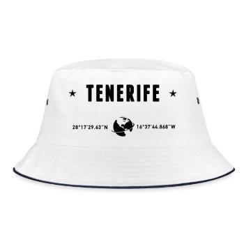 Teneriffa, Spanien, Koordination GPS Globe - Bucket Hat - Weiß/Navy - Vorne