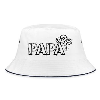 Papa 3 Zahnräder Mechaniker Dreifacher Vater - Bucket Hat - Weiß/Navy - Vorne