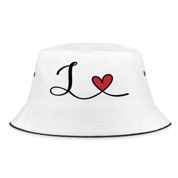 Buchstabe L Initiale - Bucket Hat - Weiß/Navy - Vorne