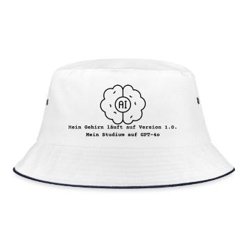 AI Studium - Bucket Hat - Weiß/Navy - Vorne