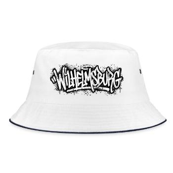 Wilhelmsburg Hamburg Graffiti Hip Hop Tag - Bucket Hat - Weiß/Navy - Vorne