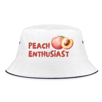 Pfirsich Enthusiast Design - Bucket Hat - Weiß/Navy - Vorne