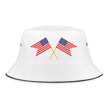 Flagge der Vereinigten Staaten - Bucket Hat - Weiß/Navy - Vorne