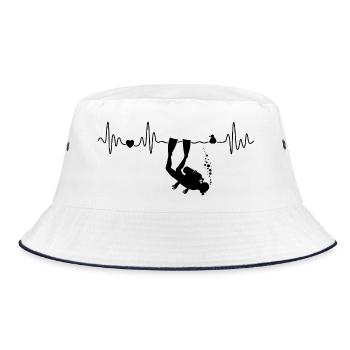Tauchen im Meer Mit Möwe Herzschlag Taucher - Bucket Hat - Weiß/Navy - Vorne