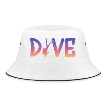 Dive - Diver Silhouette - Bucket Hat - Weiß/Navy - Vorne