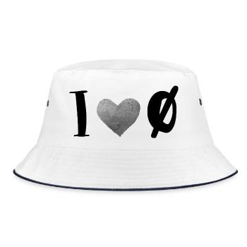 Grau strukturiertes Steinherz - Bucket Hat - Weiß/Navy - Vorne