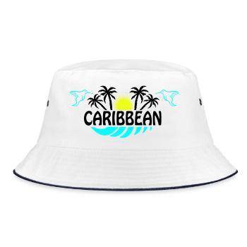Sonnenhummingbird Neon Silhouette - Bucket Hat - Weiß/Navy - Vorne