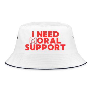 Ich brauche moralische Unterstützung – Bold Typo - Bucket Hat - Weiß/Navy - Vorne