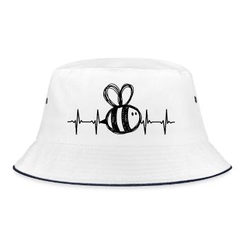 Süße Biene EKG Herzschlag - Bucket Hat - Weiß/Navy - Vorne