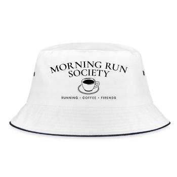 Morning Run Society – Lauf- und Kaffeeclub - Bucket Hat - Weiß/Navy - Vorne
