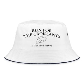 Run for the Croissants – Laufen & Café-Lebensstil - Bucket Hat - Weiß/Navy - Vorne