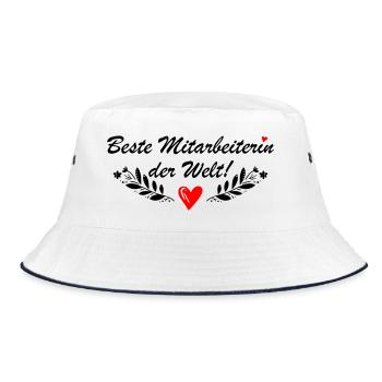 Beste Mitarbeiterin der Welt - Bucket Hat - Weiß/Navy - Vorne