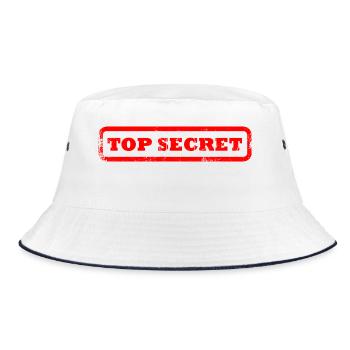 Top Secret Symbol Stempel Design Shirt Geschenk - Bucket Hat - Weiß/Navy - Vorne