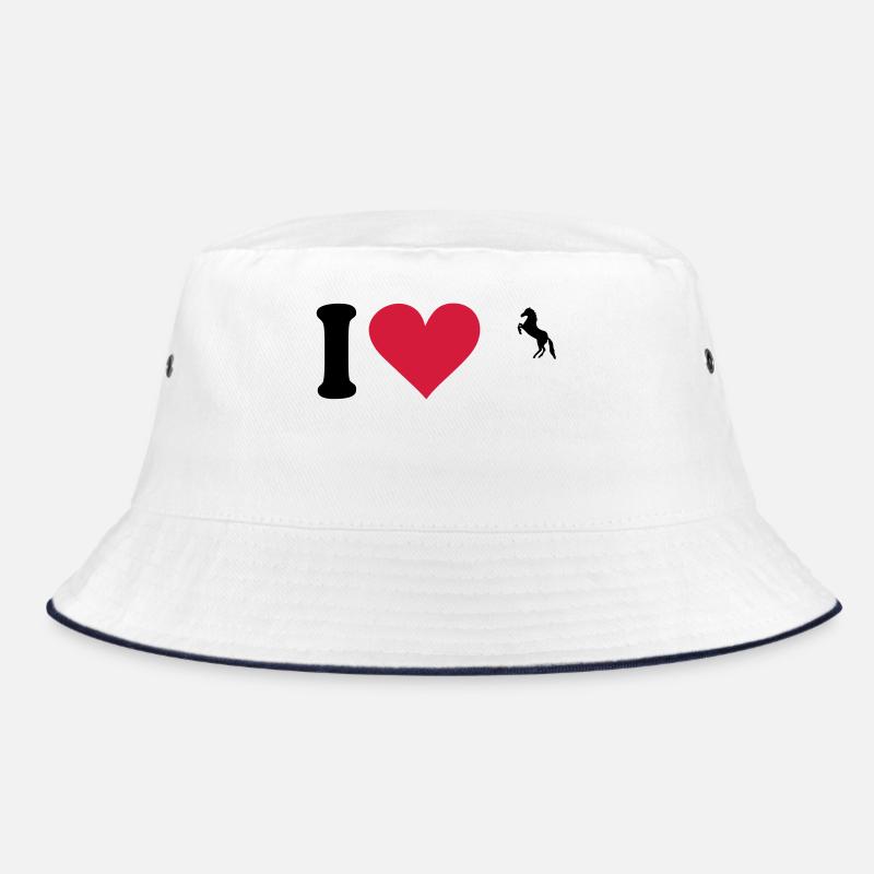 Pferd - Pferde - Bucket Hat - Weiß/Navy