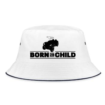 Born 2B Child - Bobbycar - Bucket Hat - Weiß/Navy - Vorne