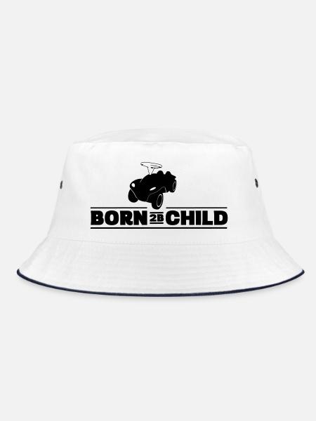 Born 2B Child - Bobbycar - Bucket Hat - Weiß/Navy - Vorne