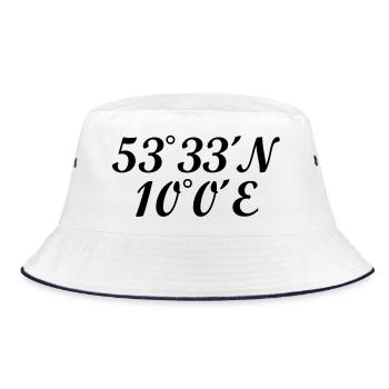 Hamburger Koordinaten Hamburg - Bucket Hat - Weiß/Navy - Vorne