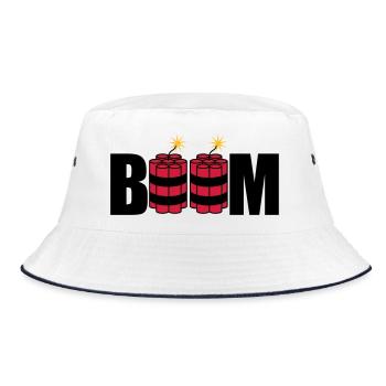 boom lit tnt dynamite explode explosion - Bucket Hat - white/navy - Front