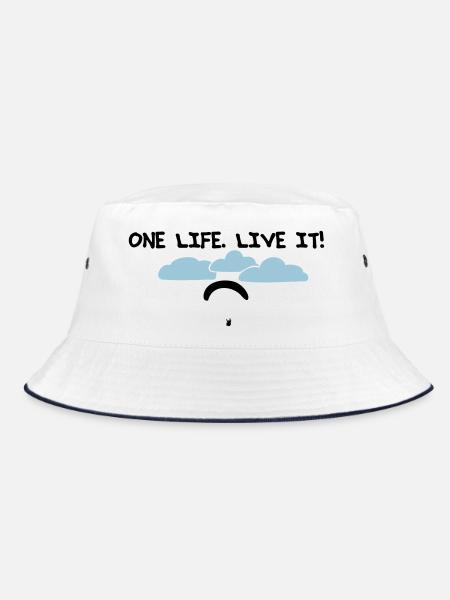 Paragliding paraglider t-shirt gift - Bucket Hat - white/navy