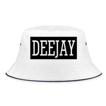 deejay dj music sticker sticker patch bassparty - Bucket Hat - white/navy - Front