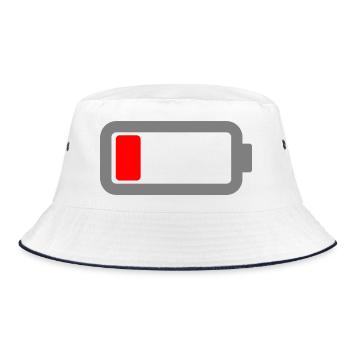 Batterie leer - Bucket Hat - Weiß/Navy - Vorne