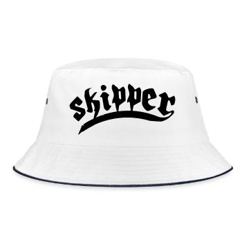 skipper sailing boat - Bucket Hat - white/navy - Front