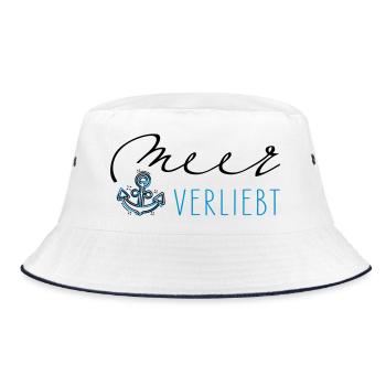 Meer verliebt - Bucket Hat - Weiß/Navy - Vorne