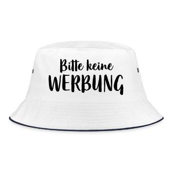 Bitte keine Werbung Aufkleber Briefkasten - Bucket Hat - Weiß/Navy - Vorne