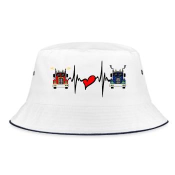 Truck truck heart rate - Bucket Hat - white/navy - Front