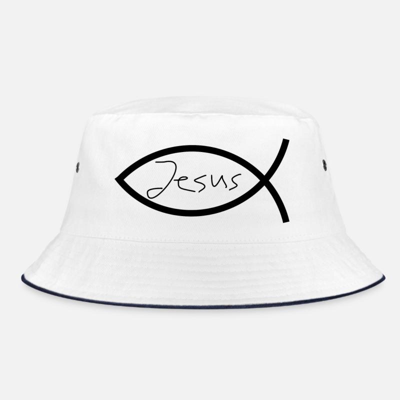 Jesus fish black Ichthys fish fish Bucket Hat
