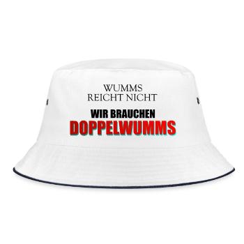 Wumms, Doppelwumms, Scholz, Politik, Sprüche - Bucket Hat - Weiß/Navy - Vorne