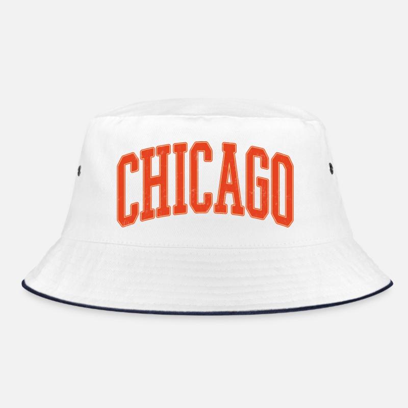 Chicago Arc Text in Orange 3D - Bucket Hat - Weiß/Navy
