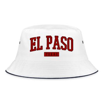 El Paso Vintage Varsity Schrift - Bucket Hat - Weiß/Navy - Vorne