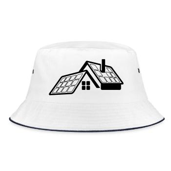 House with solar panels transparent logo - Bucket Hat - white/navy - Front