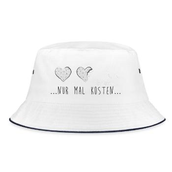 Nur mal kosten! Kekse, Krümel, lecker - Bucket Hat - Weiß/Navy - Vorne