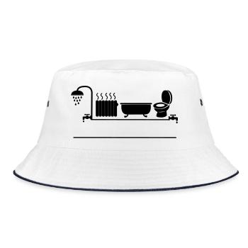 Sanitary shower, heating, bathtub and WC toilet - Bucket Hat - white/navy - Front