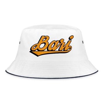 Bari Script: Orange Retro Logo - Bucket Hat - Weiß/Navy - Vorne
