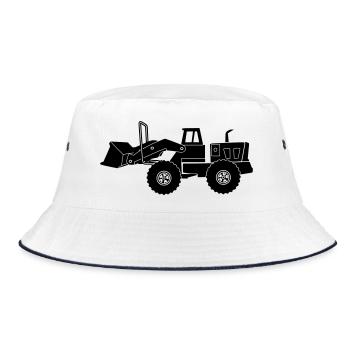 Transparenter Bulldozer - Bucket Hat - Weiß/Navy - Vorne