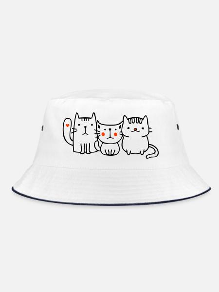 Cats, Friends - Bucket Hat - white/navy - Front