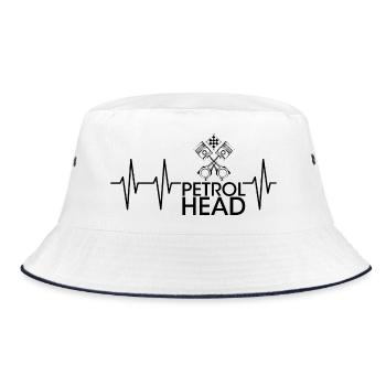 petrol head puls Herzschlag Autos Tuning Motor - Bucket Hat - Weiß/Navy - Vorne