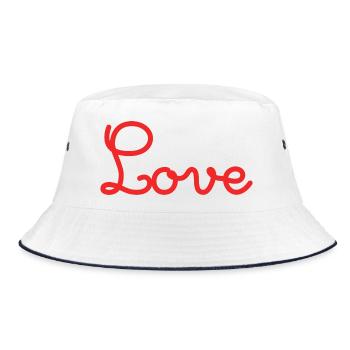 HEART. HEARTS. VALENTINE'S DAY. LOVE. LOVE. COUPLE. - Bucket Hat - white/navy - Front