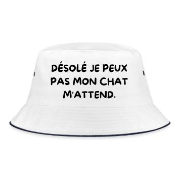 Sorry I can't my cat is waiting for me. Cat's Head - Bucket Hat - white/navy - Front