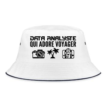 Reisende & Datenanalysten: Leidenschaft & Entdeckung - Bucket Hat - Weiß/Navy - Vorne