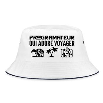 Reisende & Programmierer: Leidenschaft & Entdeckung - Bucket Hat - Weiß/Navy - Vorne