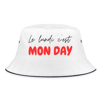 Le lundi c'est MON DAY - jeu de mot Franglais - Bob - blanc/marine - Devant